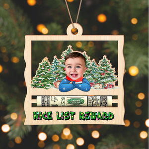 GeckoCustom Custom Photo Nice List Reward Christmas Gifts Wood Money Holder Ornament HA75 891542