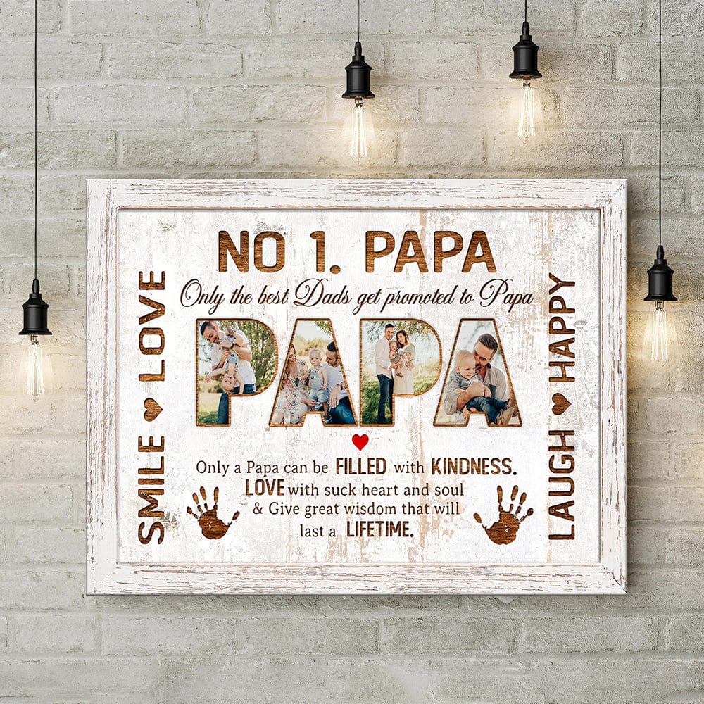 GeckoCustom Custom Photo No 1. Papa Only The Best Dads Get Promoted To Papa Canvas HO82 890662