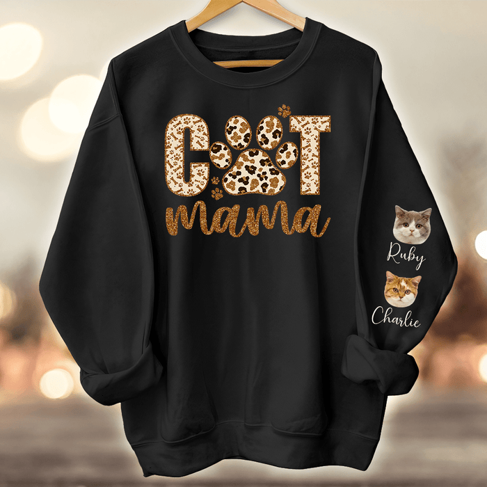 GeckoCustom Custom Photo On Sleeve Cat Mama Sweatshirt DA199 890412