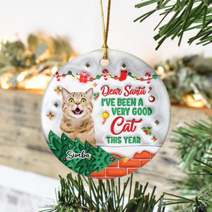 GeckoCustom Custom Photo On The Naughty List And I Regret Nothing Cat 3D Inflated Effect Printed Ornament N304 HA75 891590