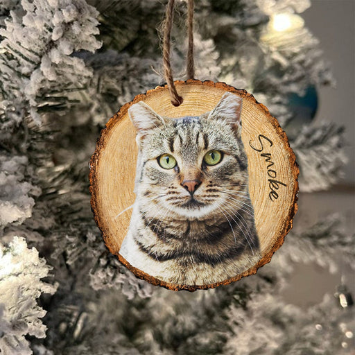 GeckoCustom Custom Photo On Wood Slice Ornament For Cat Lover N304 889883