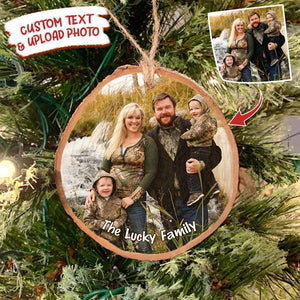 GeckoCustom Custom photo Ornament Family Ornament Christmas Wood Slice Ornament, DA199