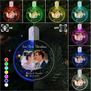 GeckoCustom Custom Photo Our First Christmas As Mr & Mrs Led Acrylic Ornament HA75 891841 3 inches