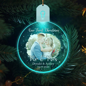 GeckoCustom Custom Photo Our First Christmas As Mr & Mrs Led Acrylic Ornament HA75 891841 3 inches