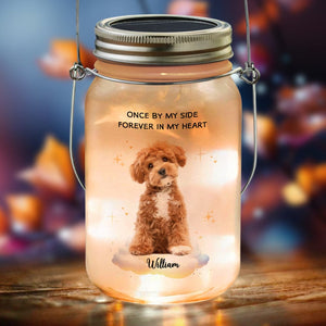 GeckoCustom Custom Photo Pet Forever In My Heart Memorial Dog, Cat Memorial Mason Jar Light HA75 891194 16oz / 1 Side