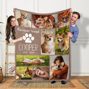 GeckoCustom Custom Photo Pet Memorial Blanket Collage, Forever Loved Gift for Dog Cat Lovers, Christmas Gift Idea TH10 891739