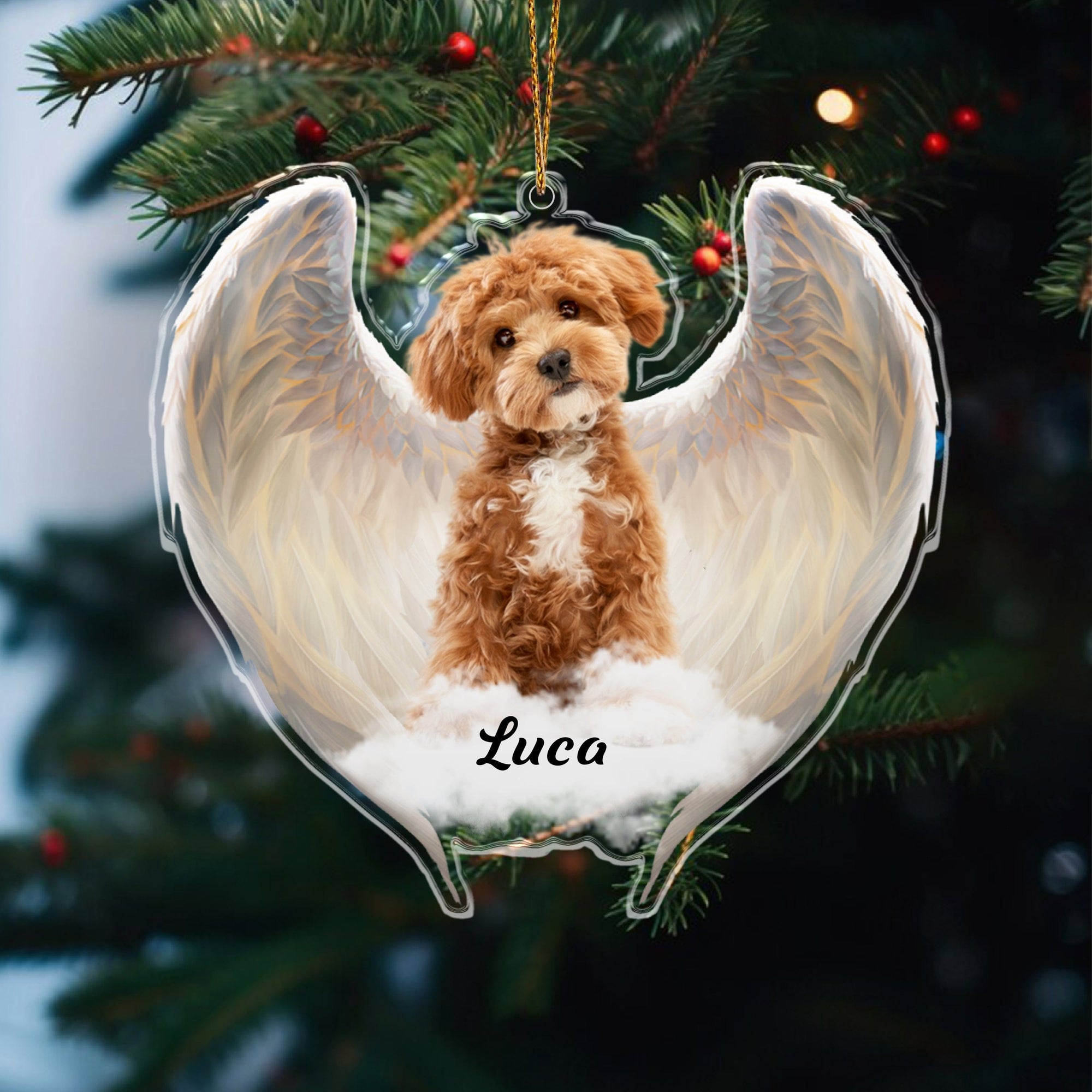 GeckoCustom Custom Photo Pet Within Angel Wings Memorial Acrylic Ornament HA75 891148