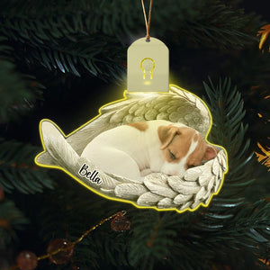 GeckoCustom Custom Photo Pet Within Angel Wings Memorial Dog Cat Led Acrylic Ornament HA75 891720 3 inches