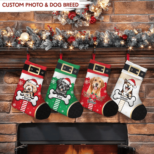 GeckoCustom Custom Photo Santa Outfit Dog Christmas Stocking TA29 Pack 1