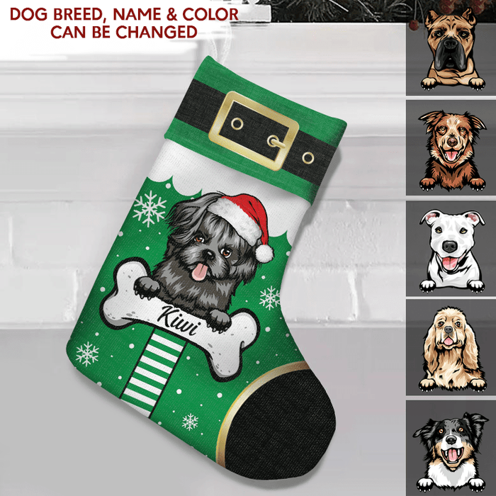 GeckoCustom Custom Photo Santa Outfit Dog Christmas Stocking TA29