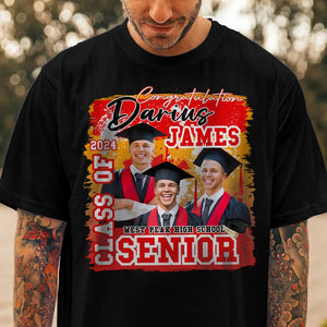 GeckoCustom Custom Photo Senior Class Of 2024 Graduation Dark Shirt N304 890093 Premium Tee (Favorite) / P Black / S