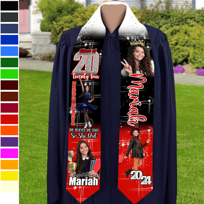 GeckoCustom Custom Photo She Believed She Could So She Did Graduation Gift Stoles N369 890170 6x72 inch