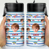 GeckoCustom Custom Photo Stripes And Adorable Pattern Kid Water Bottle With Straw HA75 891270 12 oz