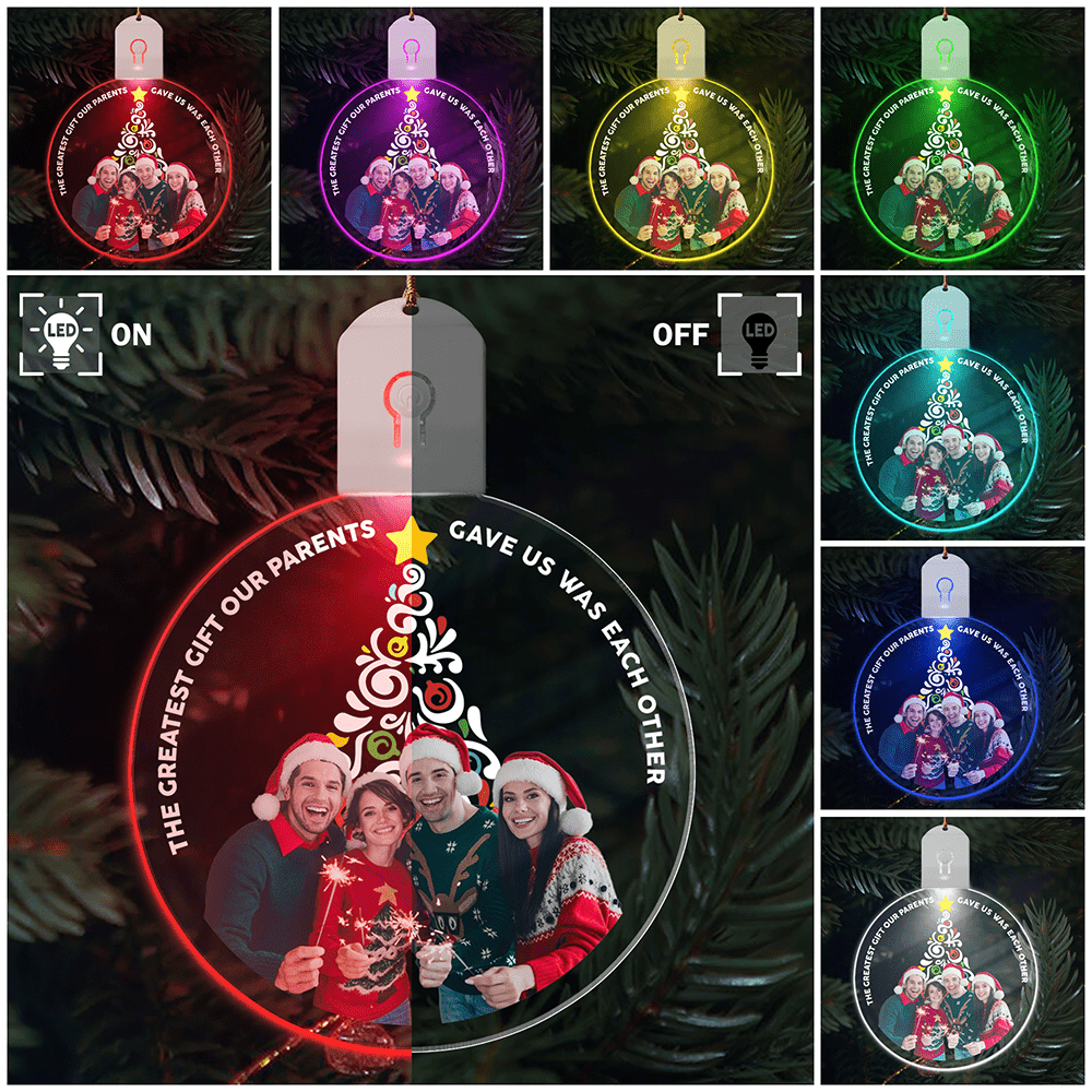 GeckoCustom Custom Photo The Greatest Gift Was Each Other Christmas LED Acrylic Ornament TH10 892105 3 inches