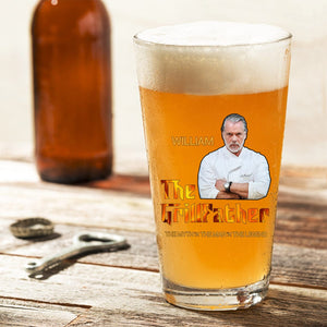 GeckoCustom Custom Photo The Grillfather The Man The Myth The Legend Print Beer Glass TH10 891045 16oz / 1 side