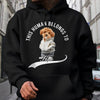 GeckoCustom Custom Photo This Human Belongs To Dog Cat Dark Shirt TH10 892407 Pullover Hoodie / Black Colour / S