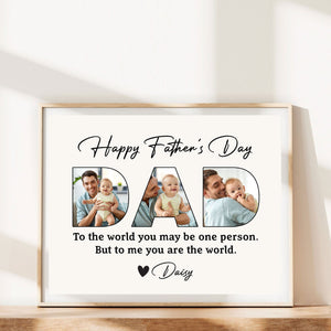 GeckoCustom Custom Photo To Me You Are The World Father's Day Picture Frame TA29 890937