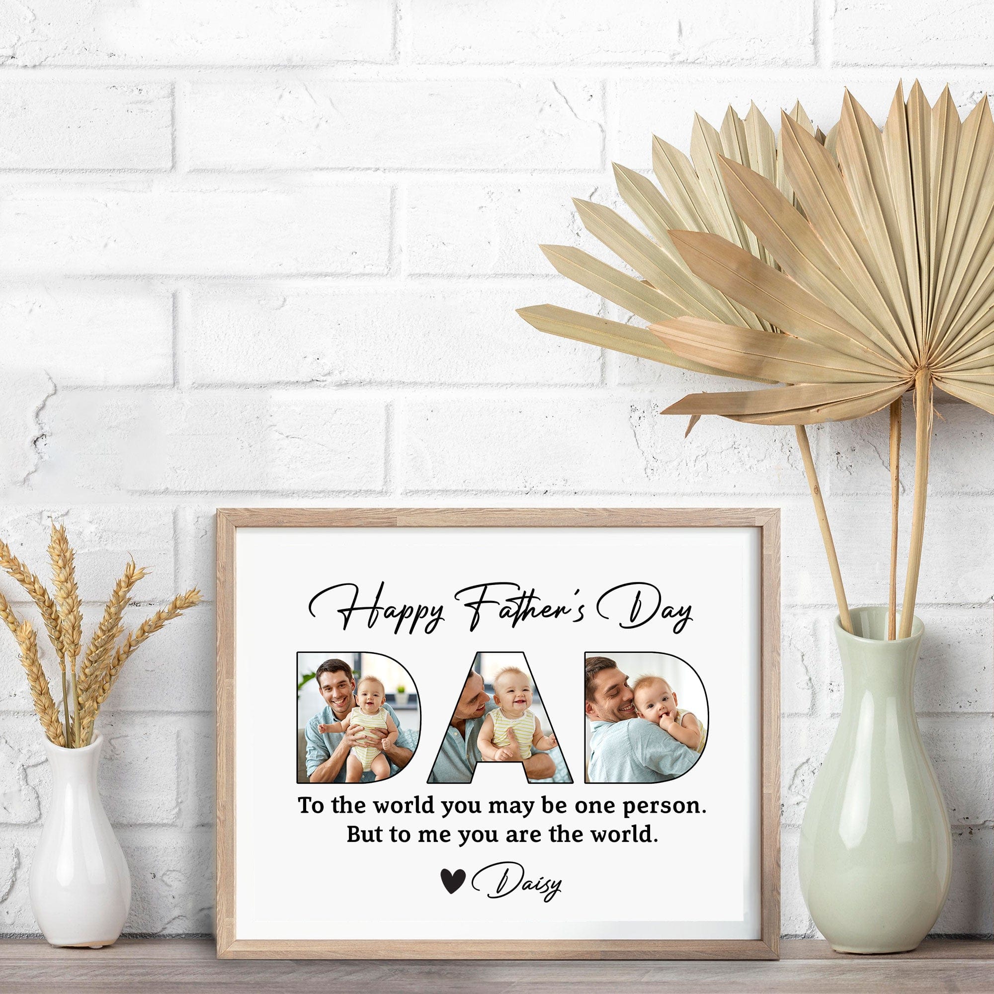 GeckoCustom Custom Photo To Me You Are The World Father's Day Picture Frame TA29 890937