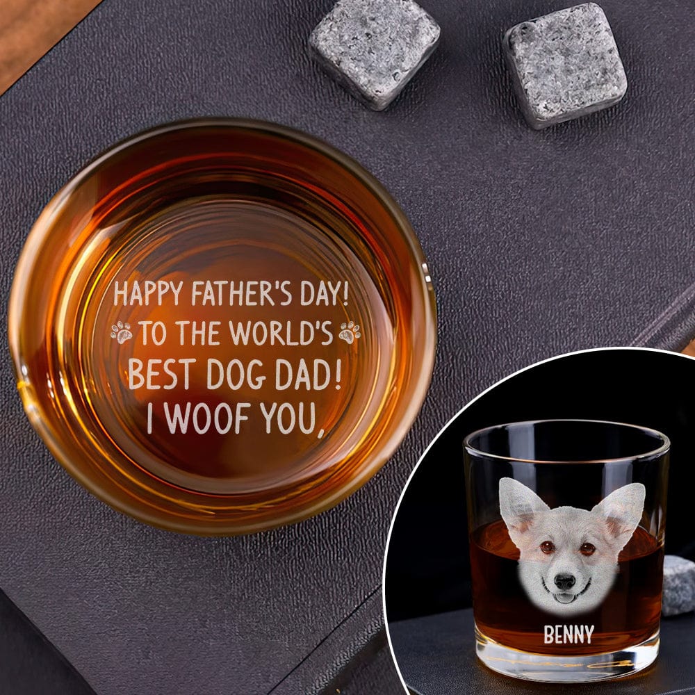 GeckoCustom Custom Photo To The World's Best Dog Dad Rock Glass DM01 890961