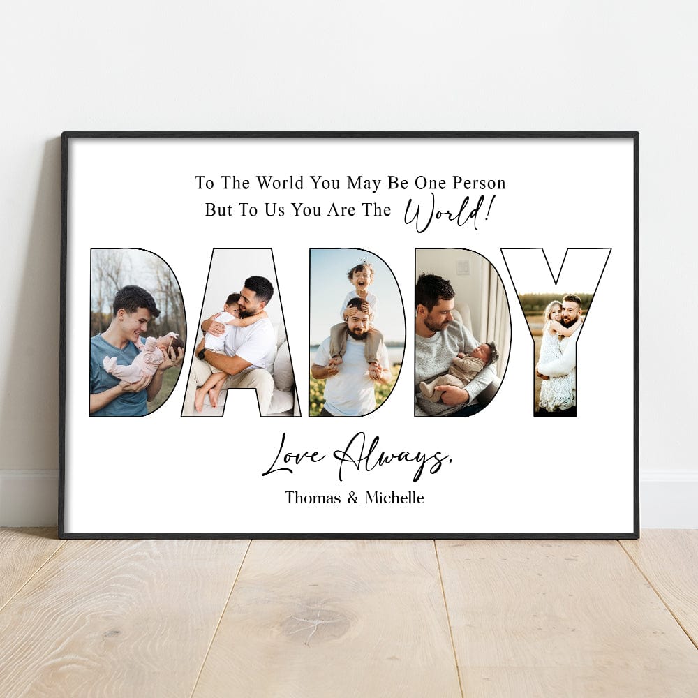 GeckoCustom Custom Photo To Us You Are The World Dad Poster Canvas Picture Frame DM01 890963