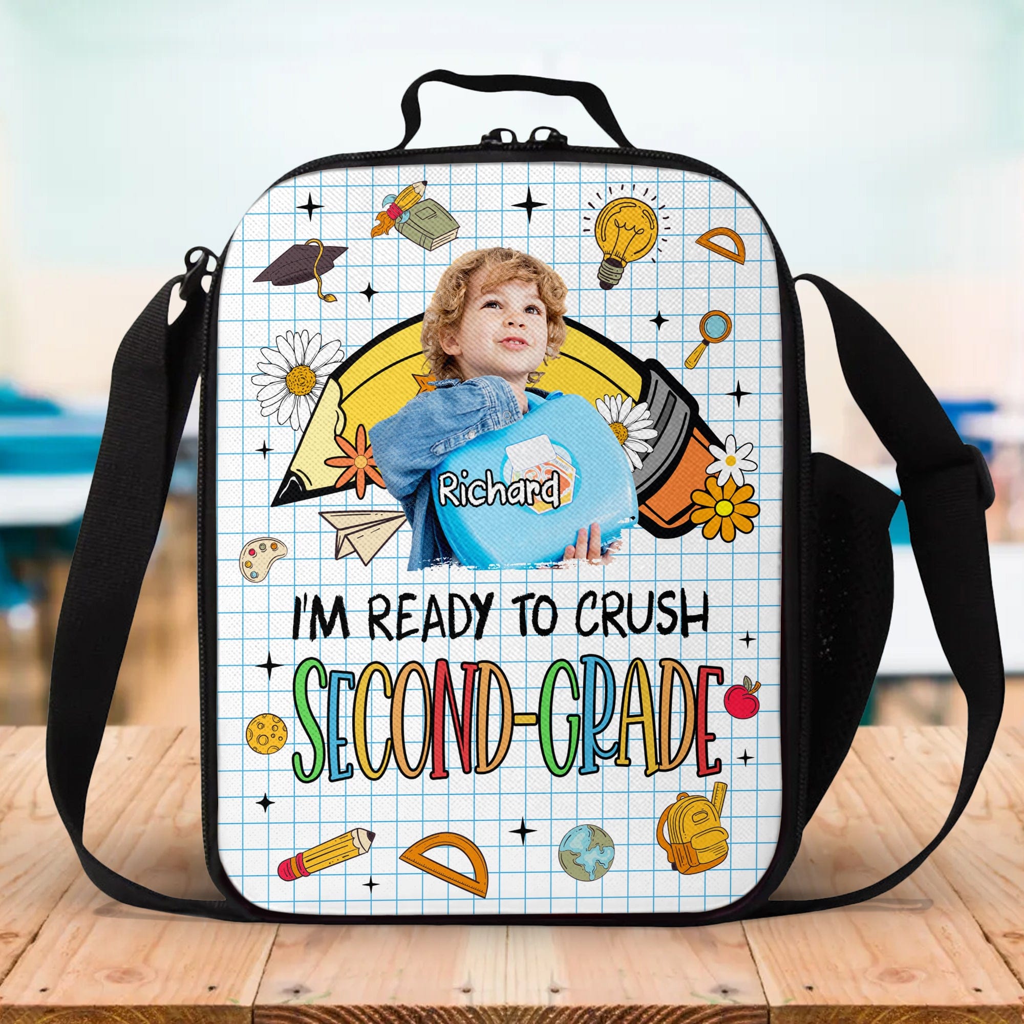 GeckoCustom Custom Photo Today Is The First Day Of The Rest Of Your Life Back To School Gift For Kid Lunch Bag HO82 891308 7x2.7x9 inches