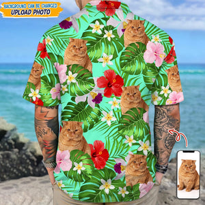 GeckoCustom Custom Photo Tropical Cat Hawaiian Shirt K228 889467