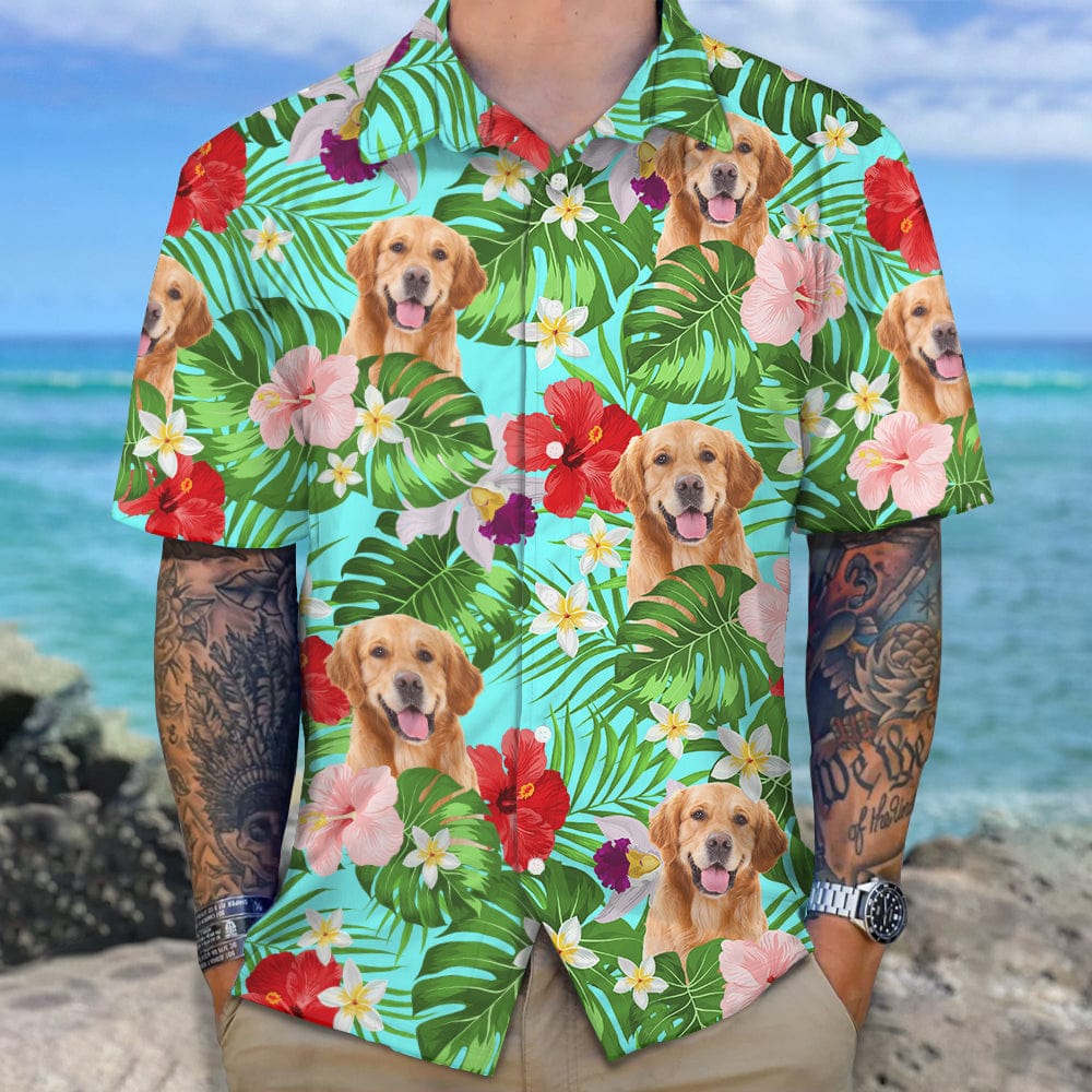 GeckoCustom Custom Photo Tropical Cat Hawaiian Shirt K228 890395