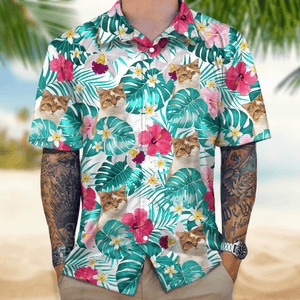 GeckoCustom Custom Photo Tropical Style Cat Hawaii Shirt N304 889467