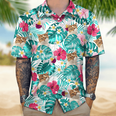 Custom Photo Tropical Style Cat Hawaii Shirt N304 889467 - GeckoCustom