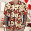 GeckoCustom Custom Photo Vintage Butterfly Roses Hawaiian Shirt Gift For Valentine's Day HO82 893380