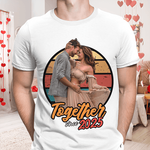 GeckoCustom Custom Photo Vintage Girlfriend Boyfriend Vintage Birthday Valentine Gift Couple Bright Shirt HO82 893390