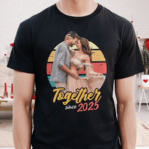 GeckoCustom Custom Photo Vintage Girlfriend Boyfriend Vintage Birthday Valentine Gift Couple Dark Shirt HO82 893392