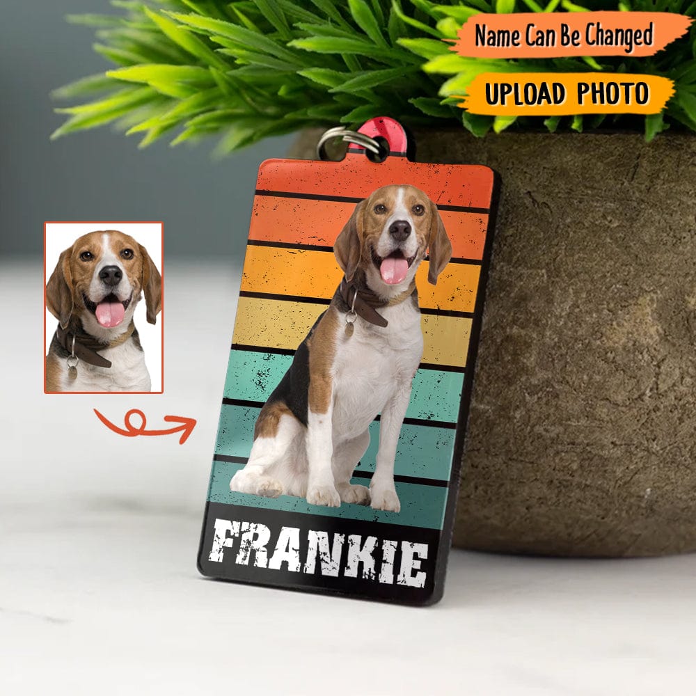 GeckoCustom Custom Photo Vintage Retro Dog Cat Acrylic Keychain K228 HN590 60mmW x 40mmH