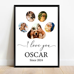 GeckoCustom Custom Photo We Love You Dog Cat Pet Photo Collage Memorial Poster Canvas Picture Frame DM01 891165