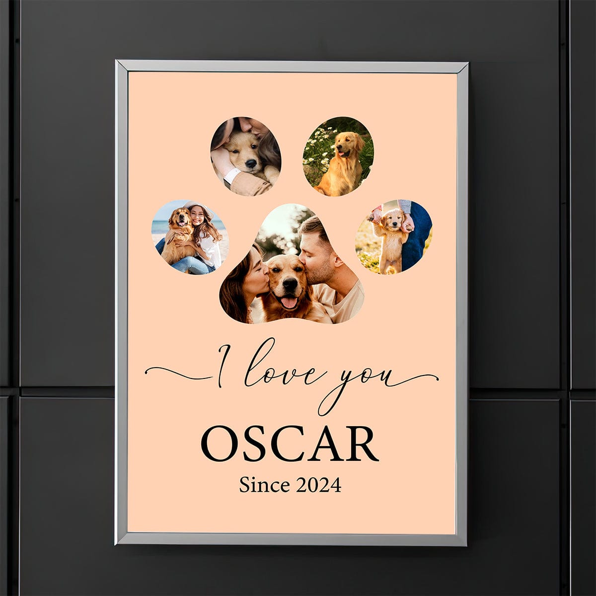 GeckoCustom Custom Photo We Love You Dog Cat Pet Photo Collage Memorial Poster Canvas Picture Frame DM01 891165