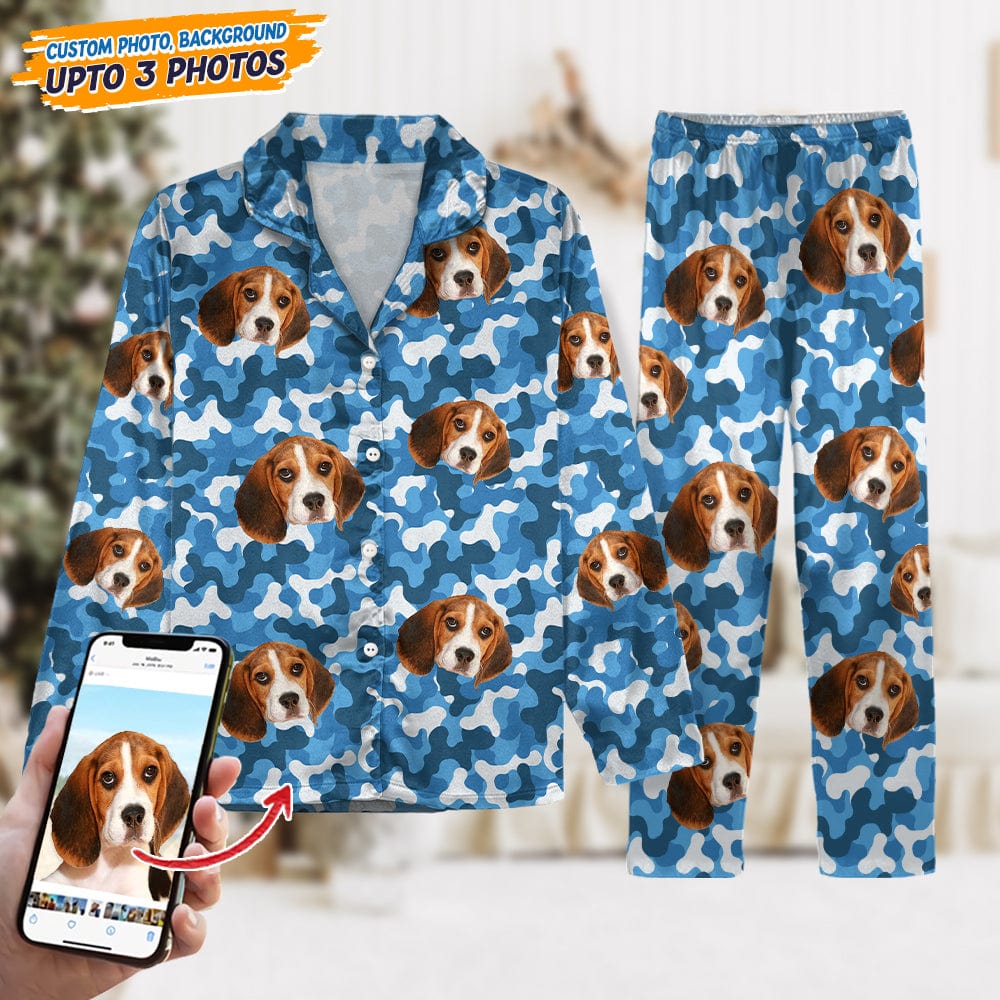 GeckoCustom Custom Photo With Camo Background Dog Pajamas N304 HN590