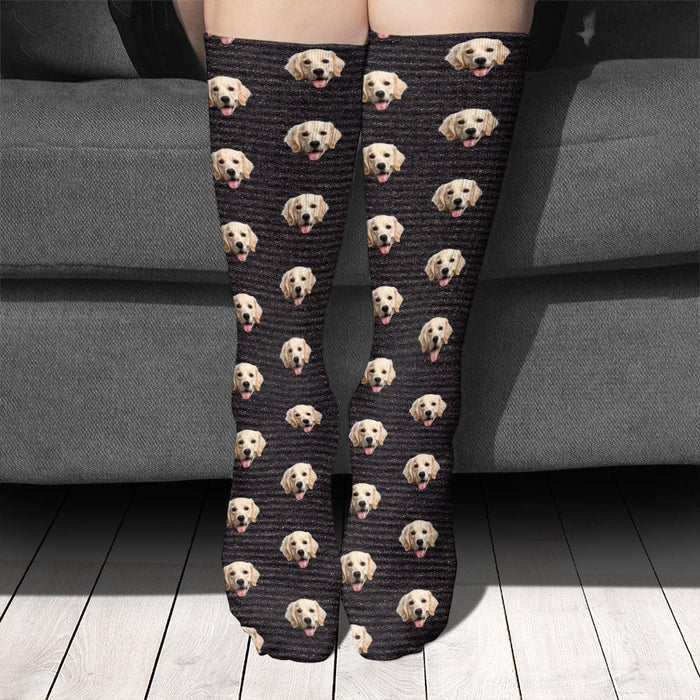 GeckoCustom Custom Photo With Christmas Pattern Dog Cat For Men and Women Sock N304 890219
