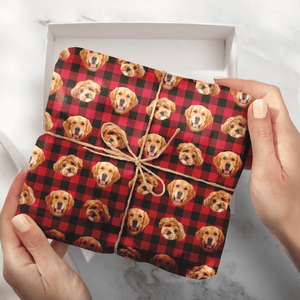 GeckoCustom Custom Photo With Christmas Pattern Dog Cat Wrapping Paper HO82 893324