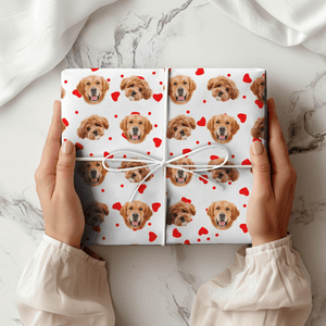 GeckoCustom Custom Photo With Christmas Pattern Dog Cat Wrapping Paper HO82 893324