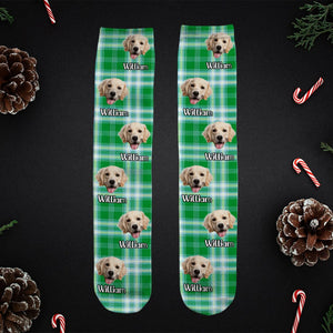 GeckoCustom Custom Photo With Christmas Pattern Dog Men and Women's Sock N304 890203