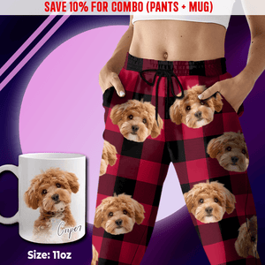 GeckoCustom Custom Photo With Christmas Pattern Dog Men and Women's Sweatpants TH10 N304 888742 Combo Sweatpants + Mug 11oz (10% OFF) / For Man / XS