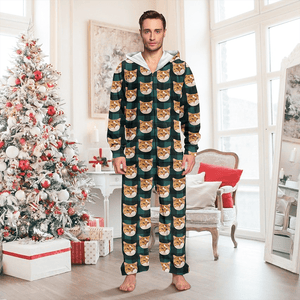 GeckoCustom Custom Photo With Christmas Pattern Onesie Pajamas For Cat Lovers HO82 893222