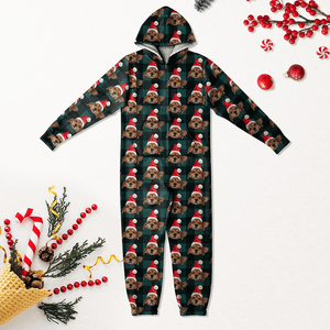 GeckoCustom Custom Photo With Christmas Pattern Onesie Pajamas For Dog Lovers HO82 893220