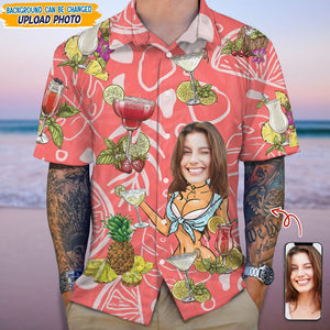 GeckoCustom Custom Photo With Cocktail Pattern For Husband Or Boyfriend Hawaii Shirt N304 889357