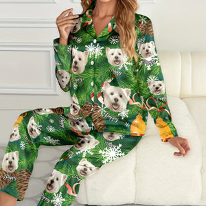 GeckoCustom Custom Photo With Colorful Background For Dog Lovers Satin Pajamas TH10 892063