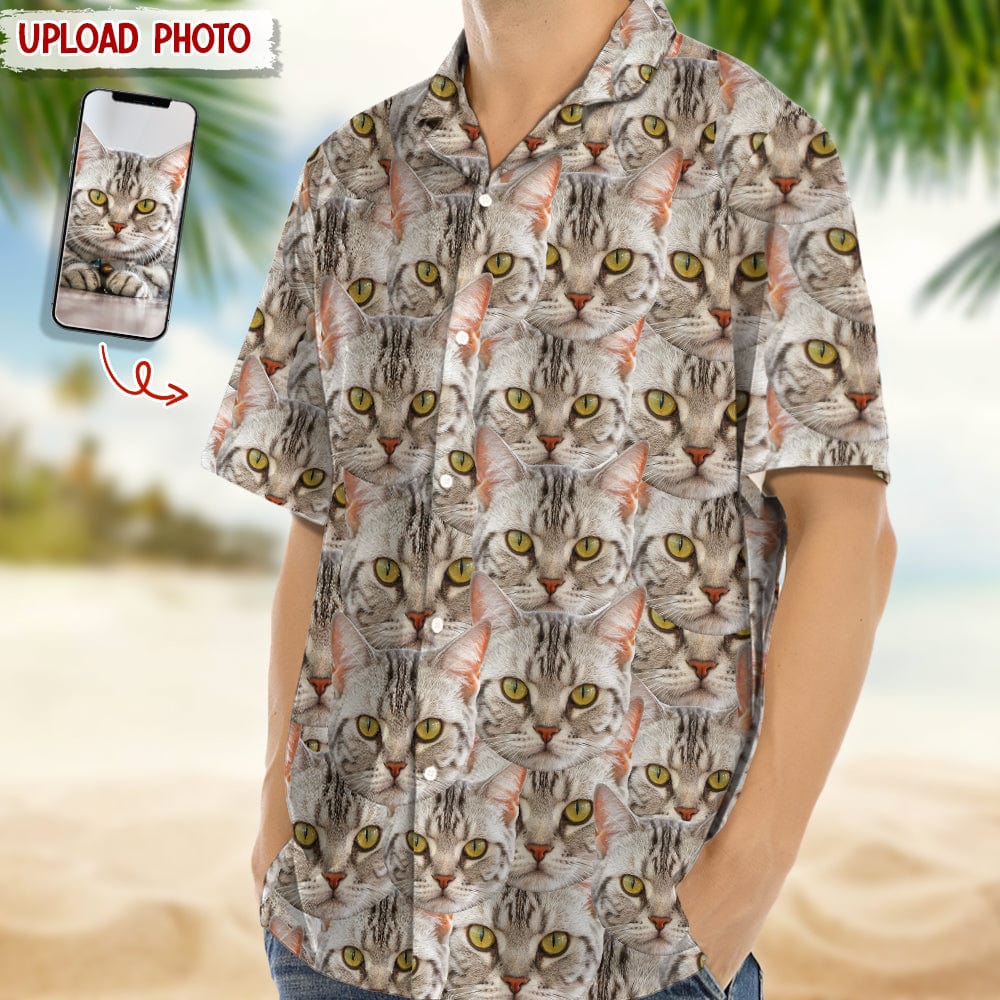 GeckoCustom Custom Photo With Full Cat Face Hawaii Shirt N304 889325