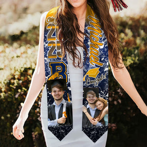 GeckoCustom Custom Photo With Grunge Graduation Stoles N369 890697 6x72 inch