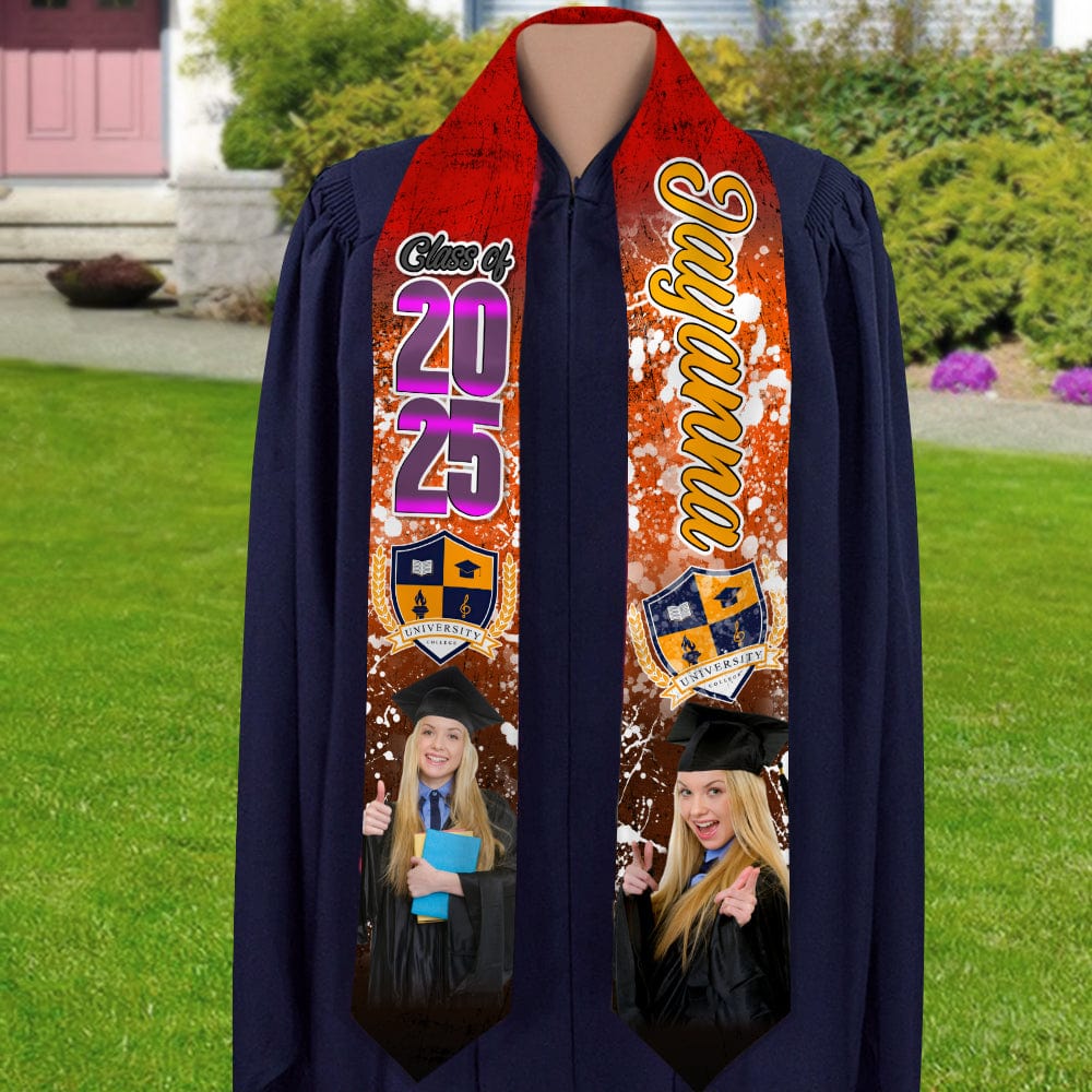 GeckoCustom Custom Photo With Grunge Graduation Stoles N369 890697 6x72 inch