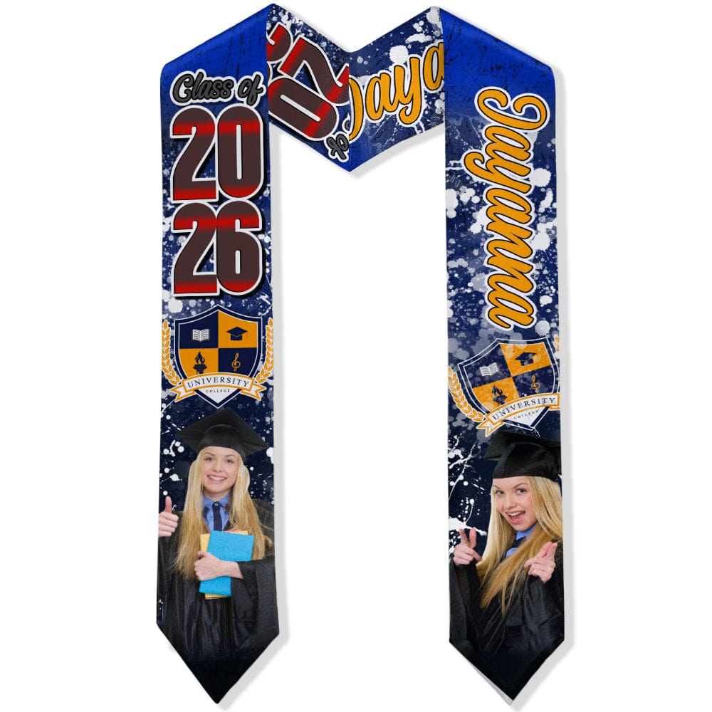 GeckoCustom Custom Photo With Grunge Graduation Stoles N369 890697 6x72 inch