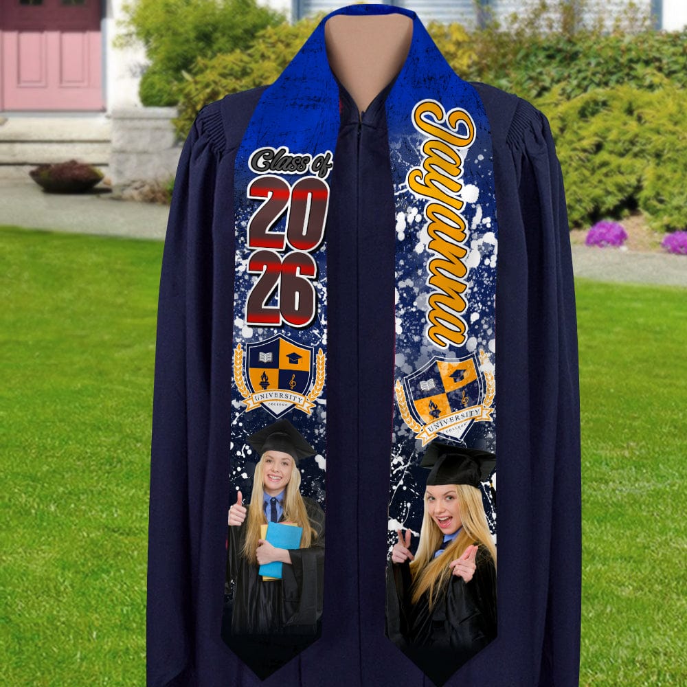 GeckoCustom Custom Photo With Grunge Graduation Stoles N369 890697 6x72 inch